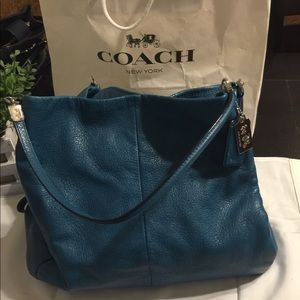 Coach  Pebble leather Shoulder bag in Teal